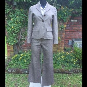 Theory brown cotton pant suit size 4